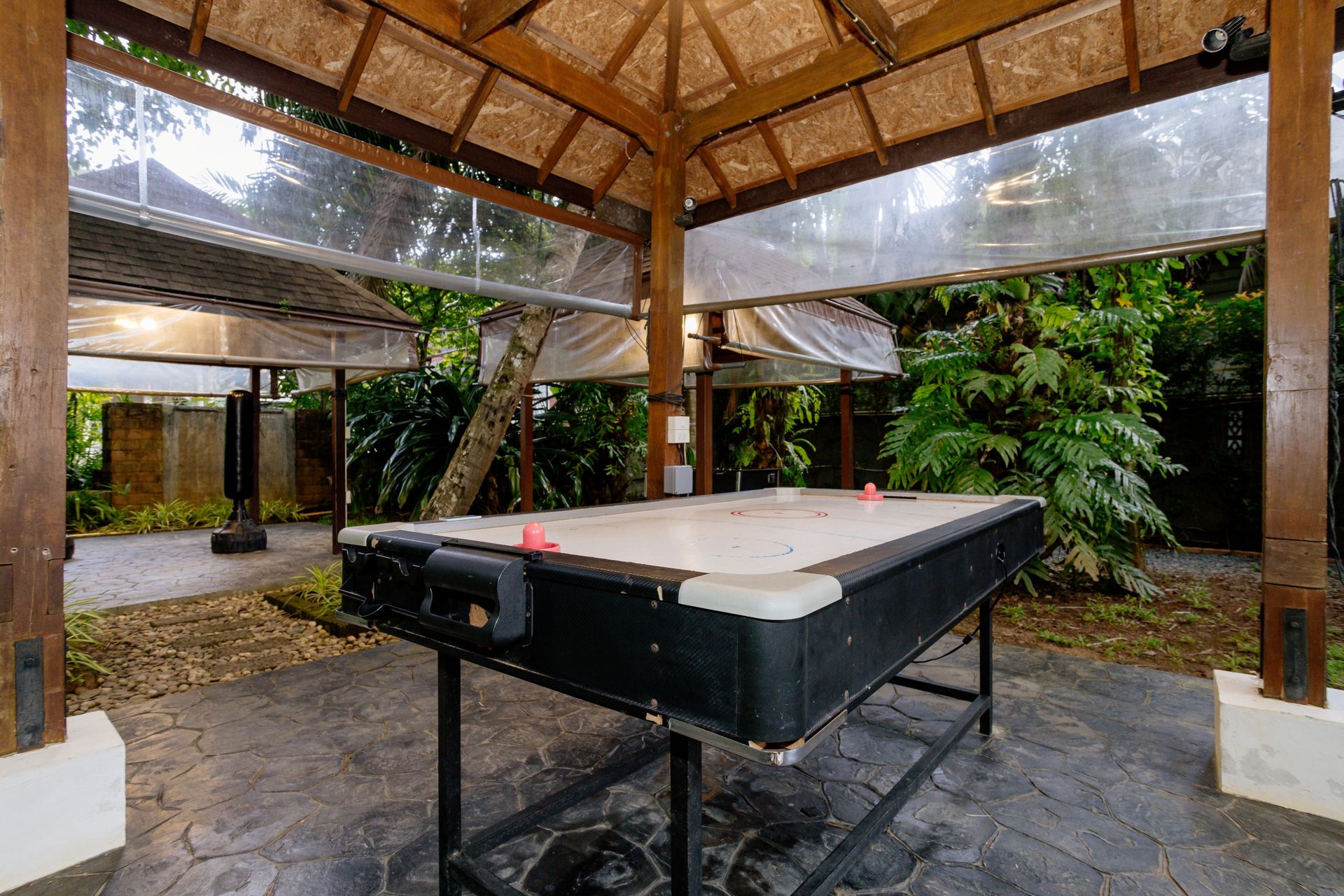 Table tennis in the garden pavilion