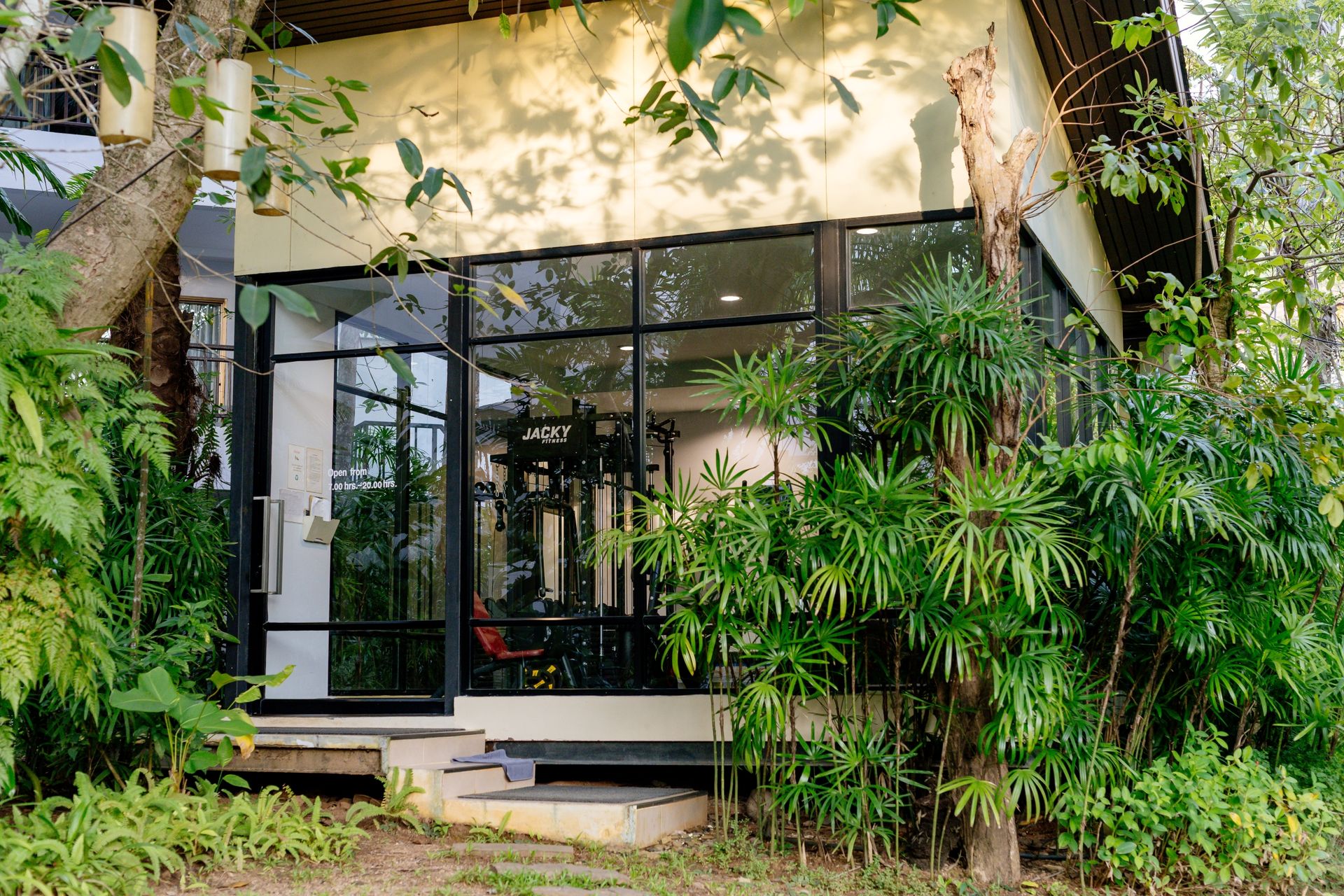 The fitness room from the garden