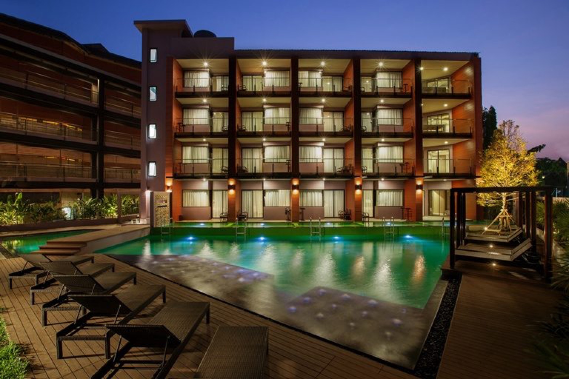 The resort at dusk