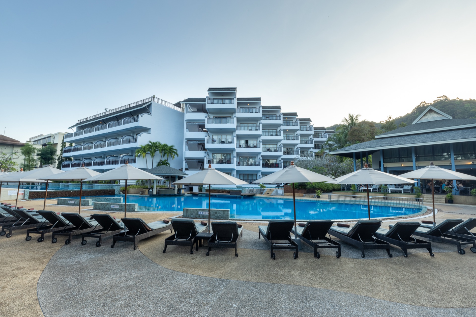 Loungers along the main pool