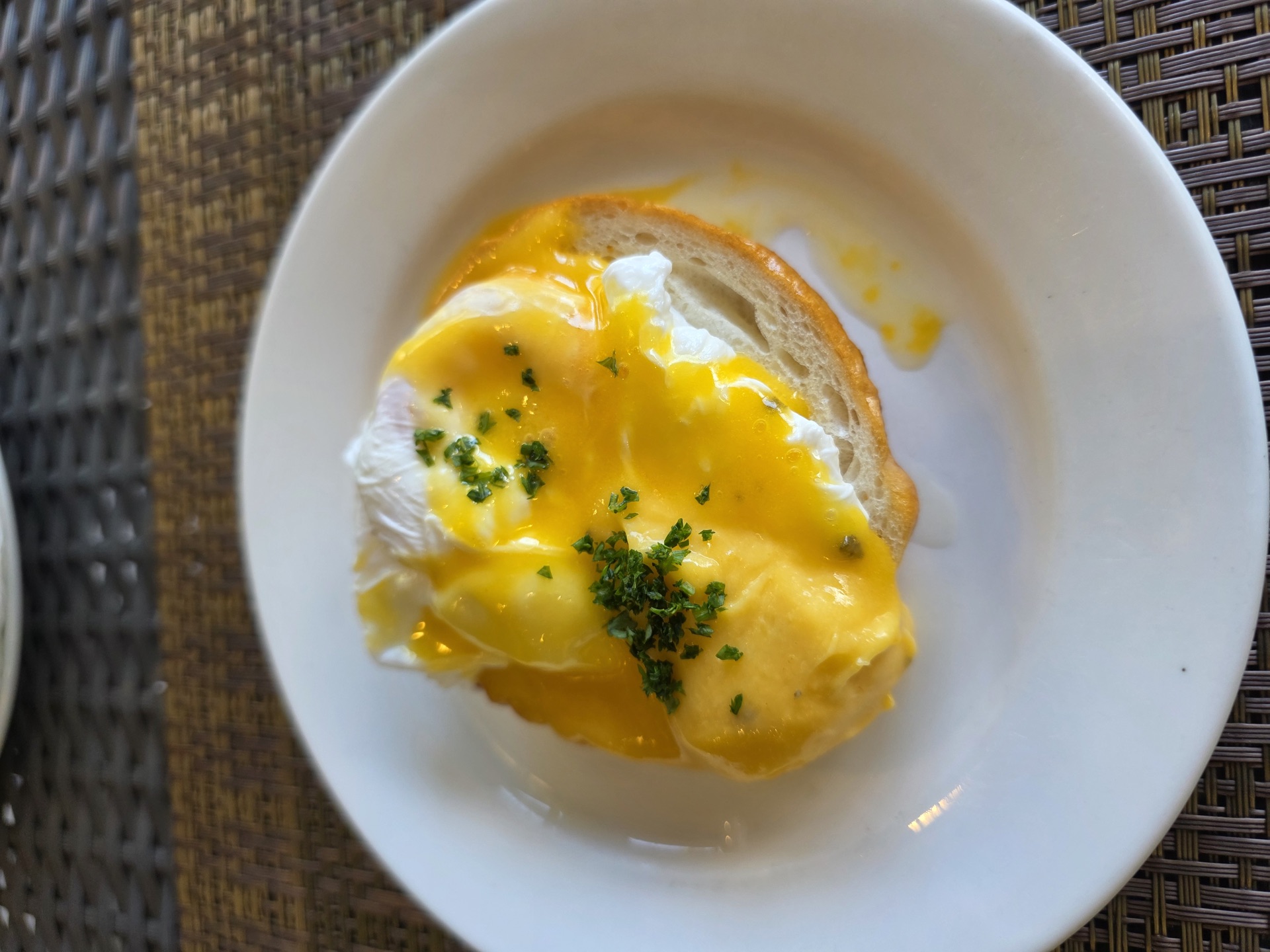 Eggs benedict at breakfast