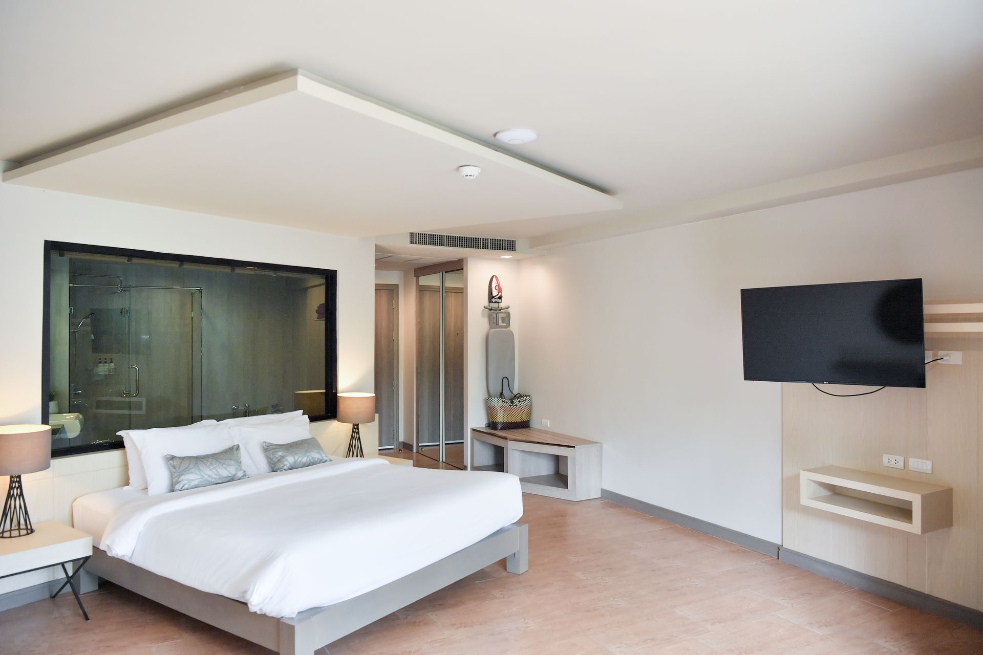 King bed and work desk
