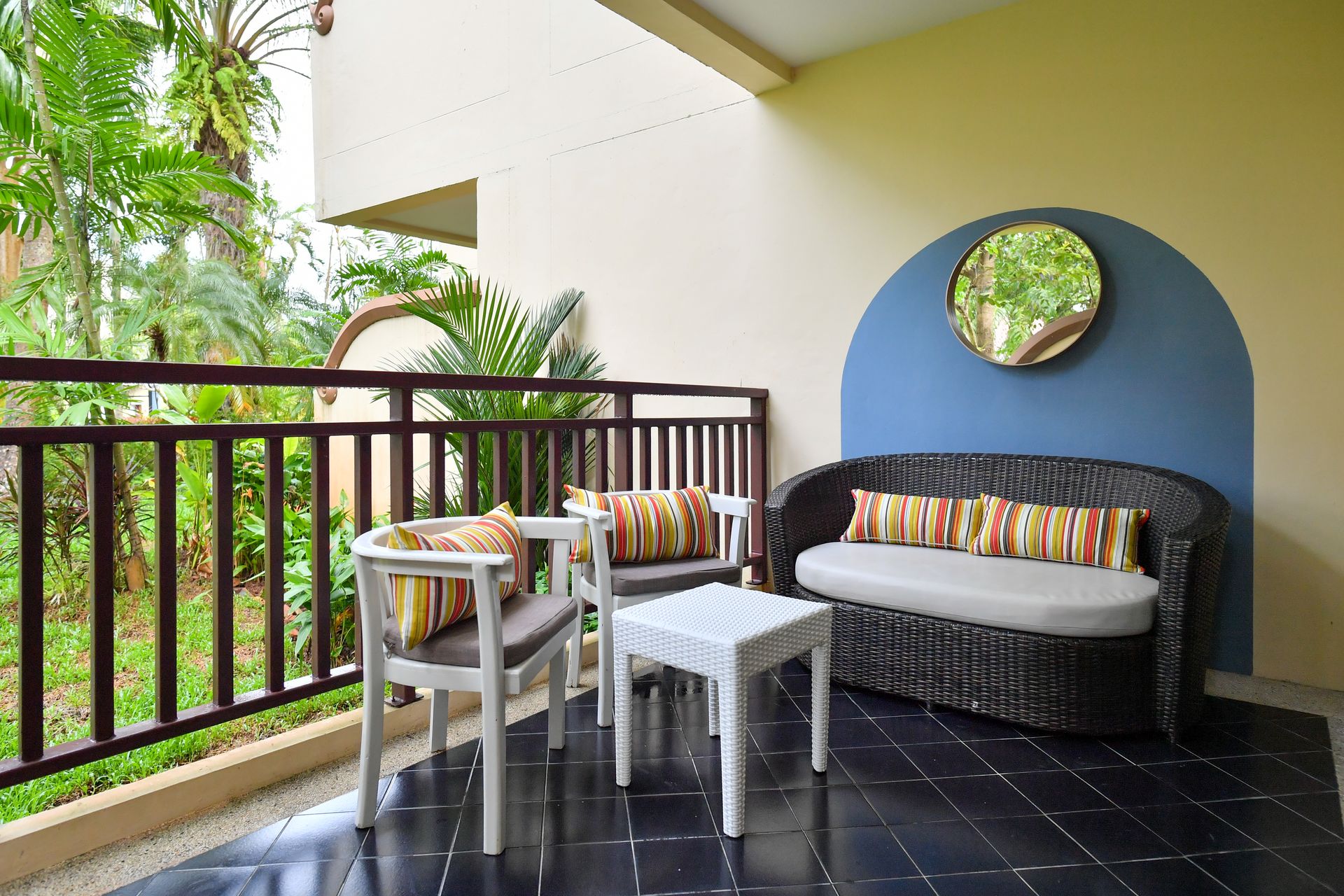 Balcony seating outside a guest room