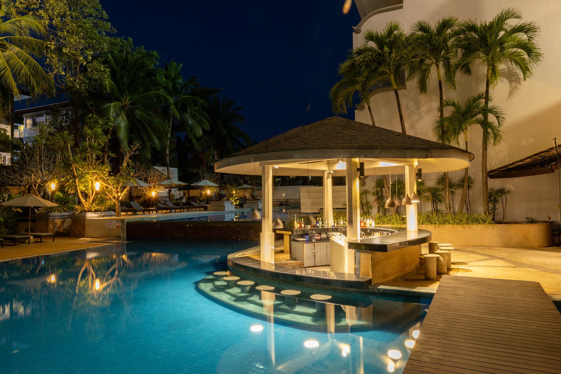 Pool bar after dark